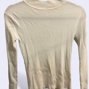 White Ribbed Long Sleeve Top, Medium